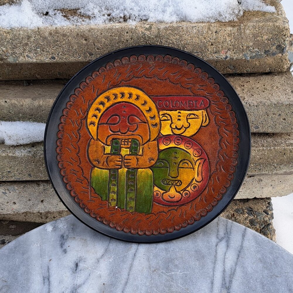 Colombian Leather Wall Plaque San Agustin